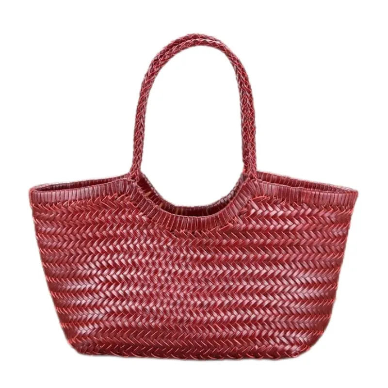 Xanthe | Black Woven Leather Tote Bag – Stylish & Spacious Handbag