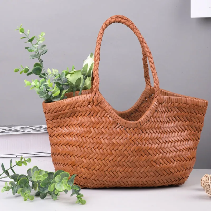 Xanthe | Black Woven Leather Tote Bag – Stylish & Spacious Handbag
