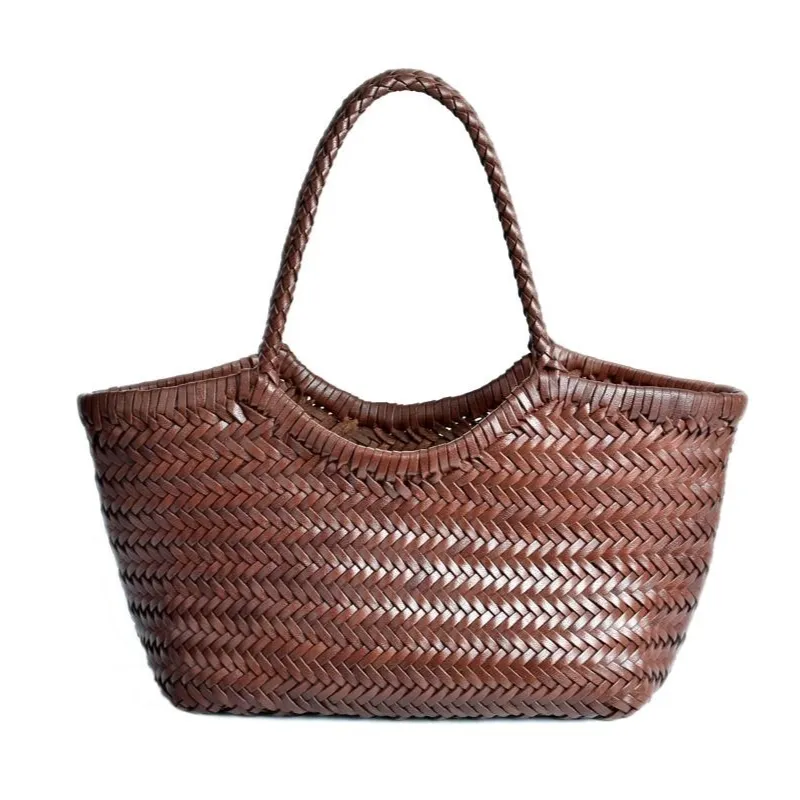 Xanthe | Black Woven Leather Tote Bag – Stylish & Spacious Handbag