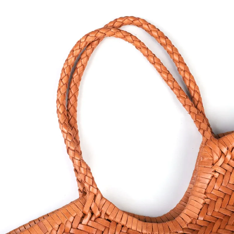 Xanthe | Black Woven Leather Tote Bag – Stylish & Spacious Handbag