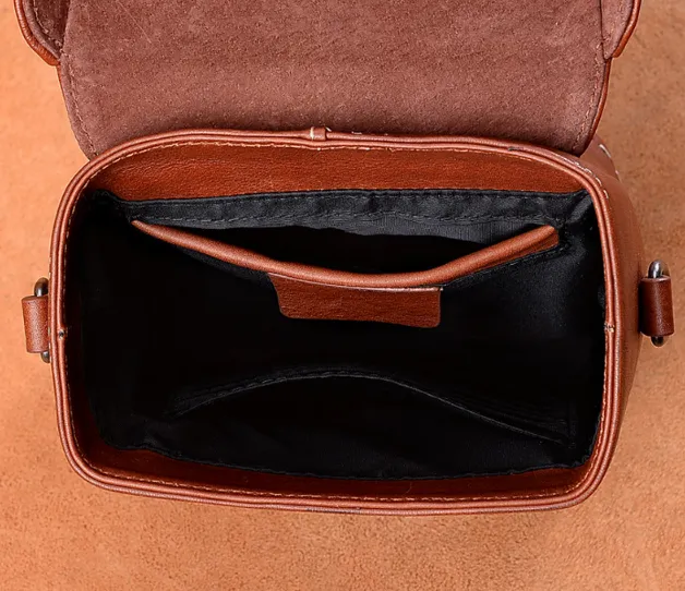 YAAGLE Female Tanned Leather Handmade Stitching Cross Body Bag YG10106