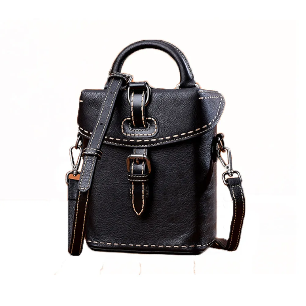YAAGLE Female Tanned Leather Handmade Stitching Cross Body Bag YG10106