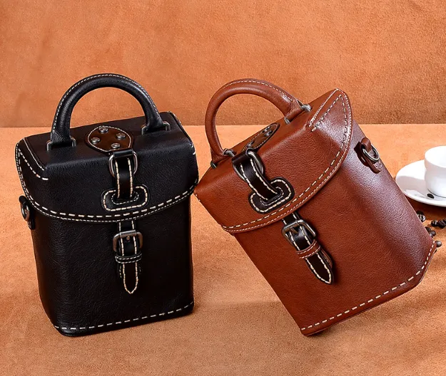 YAAGLE Female Tanned Leather Handmade Stitching Cross Body Bag YG10106