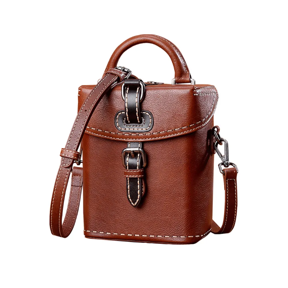 YAAGLE Female Tanned Leather Handmade Stitching Cross Body Bag YG10106