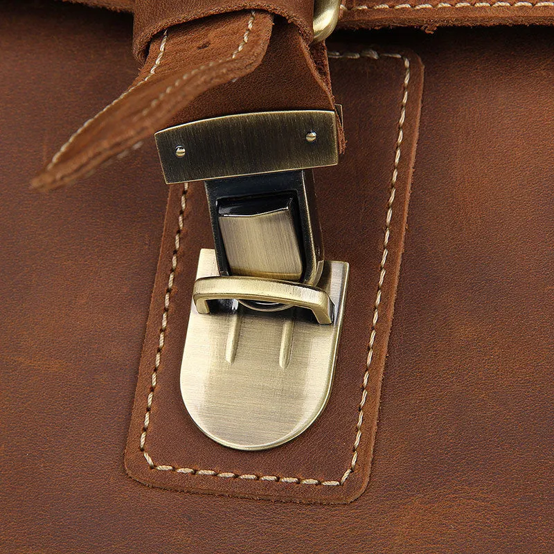 YAAGLE Men's Vintage Crazy Horse Leather Flap Shoulder Bag YG7111B