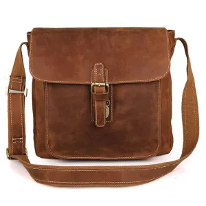 YAAGLE Men's Vintage Crazy Horse Leather Flap Shoulder Bag YG7111B