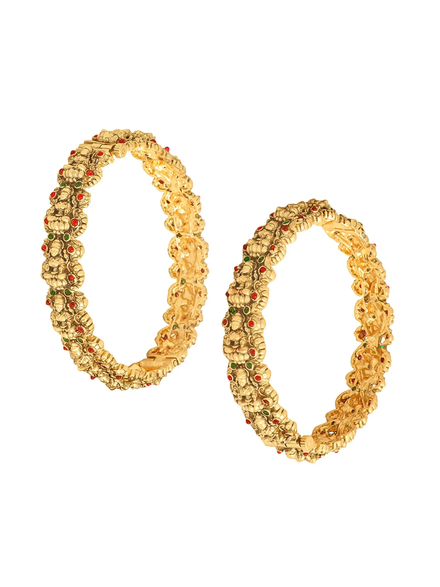 Yellow Chimes Bangles for Women & Girls | Women's Golden Traditional Bangles Set | Ethnic Gold Plated Temple Bangles | Hand Accessories for Women | Birthday Gift For Women Anniversary Gift for Wife