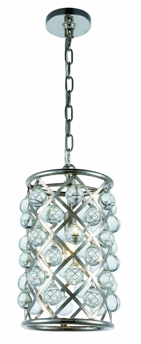 ZC121-1204D8PN/RC - Urban Classic: Madison 1 light Polished Nickel Pendant Clear Royal Cut Crystal