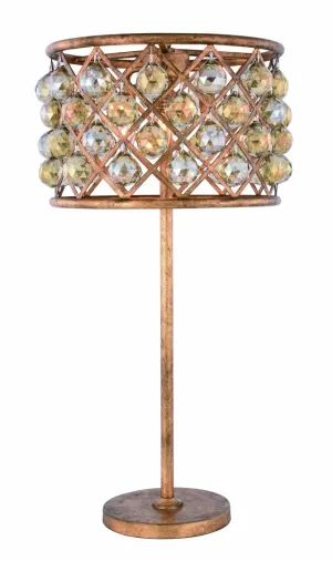 ZC121-1206TL15GI-GT/RC - Urban Classic: Madison 3 light Golden Iron Table Lamp Golden Teak (Smoky) Royal Cut Crystal
