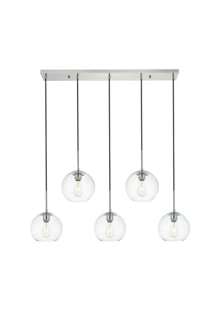 ZC121-LD2228C - Living District: Baxter 5 Lights Chrome Pendant With Clear Glass