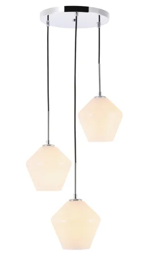 ZC121-LD2259C - Living District: Gene 3 light Chrome and Frosted white glass pendant