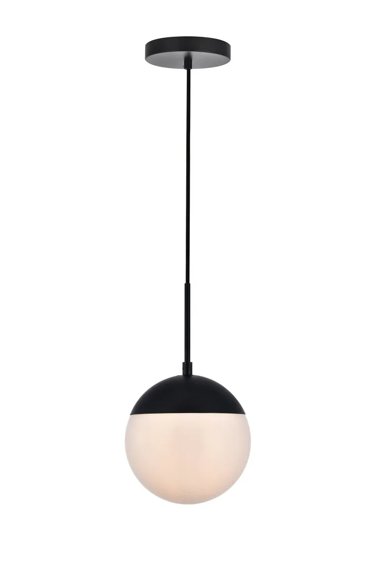 ZC121-LD6026BK - Living District: Eclipse 1 Light Black Pendant With Frosted White Glass