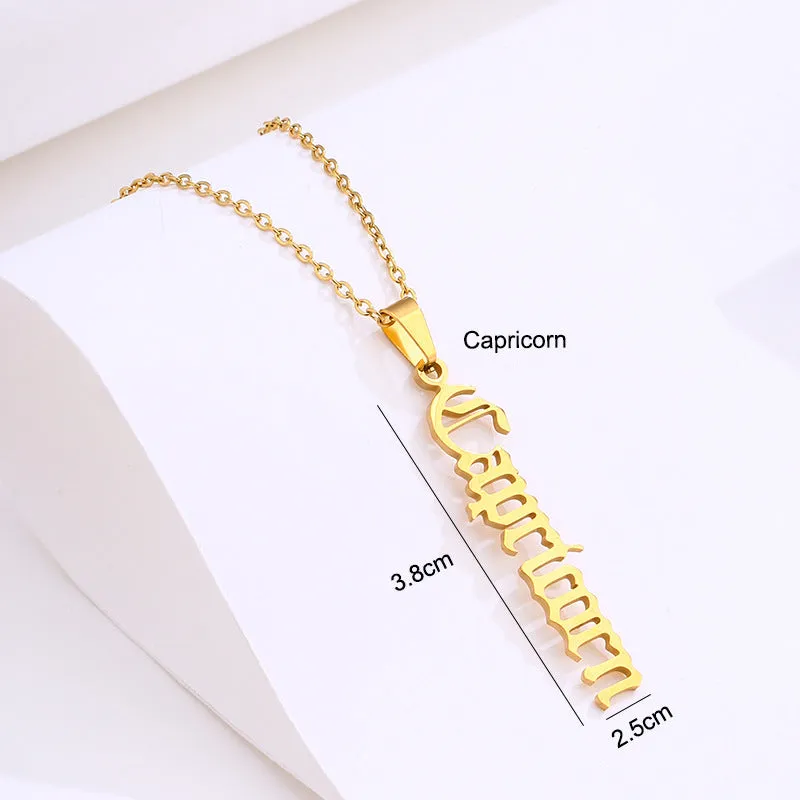 Zodiac Script Necklace