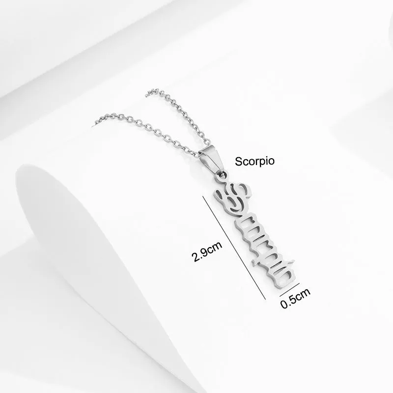 Zodiac Script Necklace