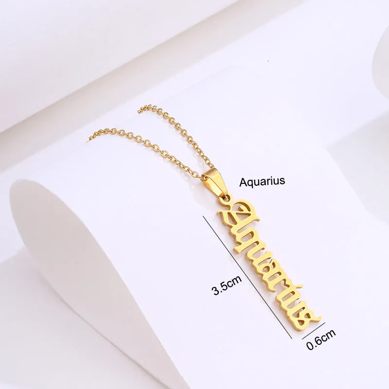 Zodiac Script Necklace