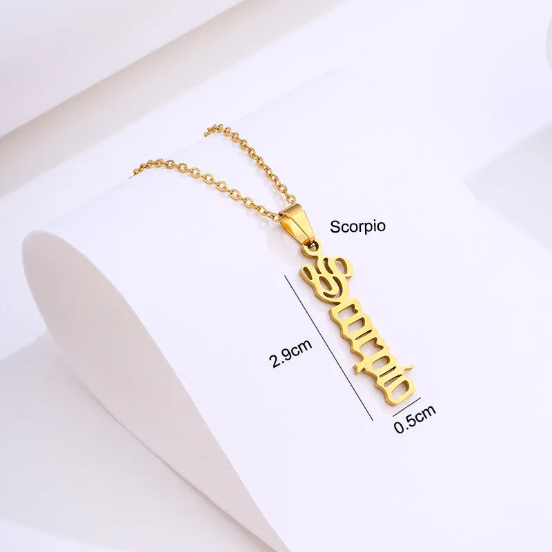 Zodiac Script Necklace
